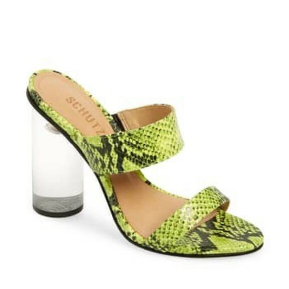 Schutz Veridiana snakeskin print Transparent Column Heel Sandal size 6 - Picture 1 of 4